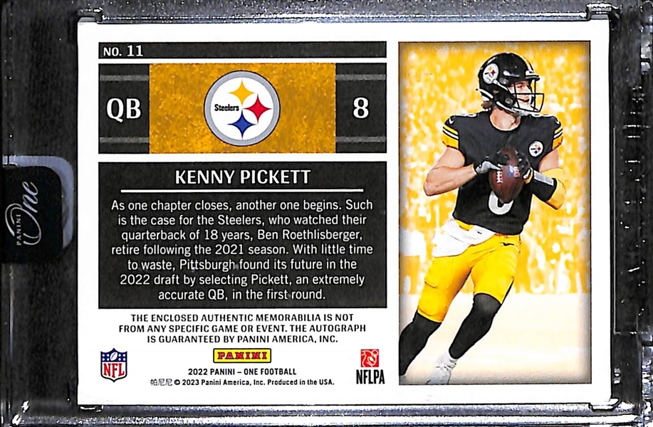 2022 Panini One Football Kenny Pickett Rookie Patch Autograph Card Red (#/25)